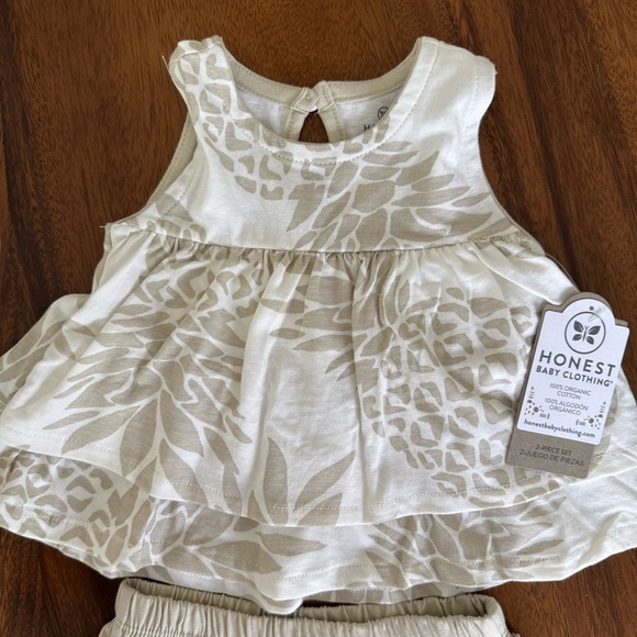 NWT HonesBaby Flutter Tee with Ruffle Diaper Cover 100% Organic Cotton 6-9M - Picture 2 of 5